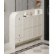Cream-style ultra-thin shoe cabinet for narrow corridors slim cabinet with stool high quality texture unique arched doors design