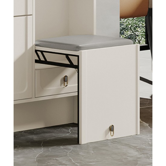 Cream-style ultra-thin shoe cabinet for narrow corridors slim cabinet with stool high quality texture unique arched doors design