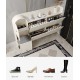 Cream-style ultra-thin shoe cabinet for narrow corridors slim cabinet with stool high quality texture unique arched doors design