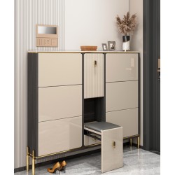 Italian style ultra-thin shoe cabinet storage cabinet economical shoe rack with folding stool for changing shoes