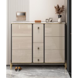 Italian style ultra-thin shoe cabinet storage cabinet economical shoe rack with folding stool for changing shoes