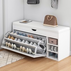 Scandinavian style shoe cabinet with upholstered seat shoe cabinet with extra space for accessories