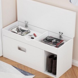 Scandinavian style shoe cabinet with upholstered seat shoe cabinet with extra space for accessories