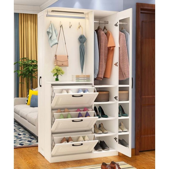 Modern multifunctional shoe cabinet with hanger practical shoe cabinet