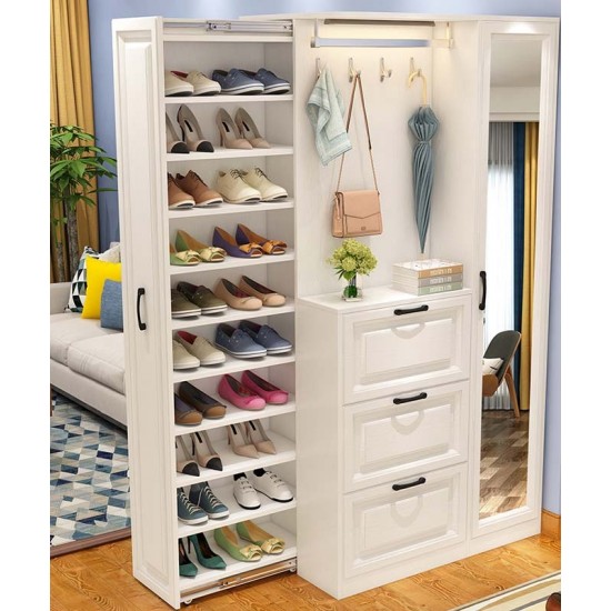 Modern multifunctional shoe cabinet with hanger practical shoe cabinet