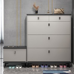 Shoe cabinet with built-in stool for hallway Italian style minimalist ultra-thin shoe cabinet