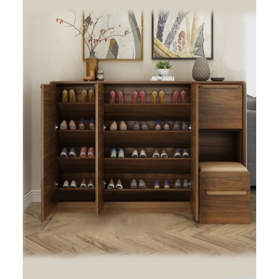 Modern multifunctional ultra-thin compact shoe cabinet made of  solid rubber wood durable and corrosion resistant rounded shoe cabinet