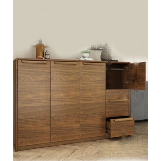 Modern multifunctional ultra-thin compact shoe cabinet made of  solid rubber wood durable and corrosion resistant rounded shoe cabinet