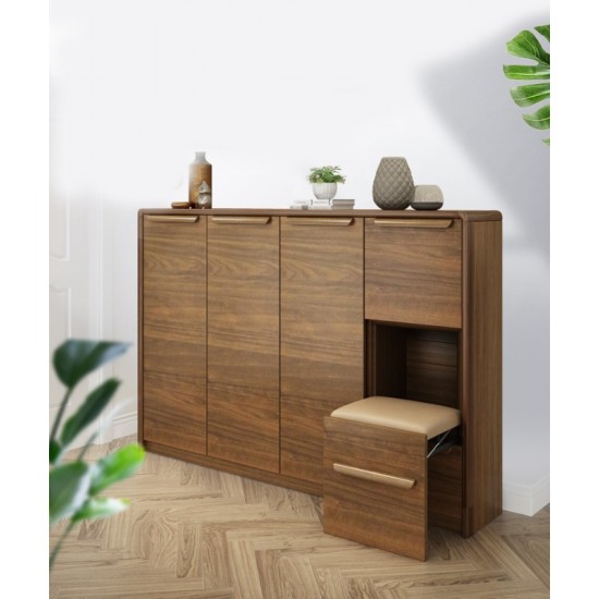 Modern multifunctional ultra-thin compact shoe cabinet made of  solid rubber wood durable and corrosion resistant rounded shoe cabinet