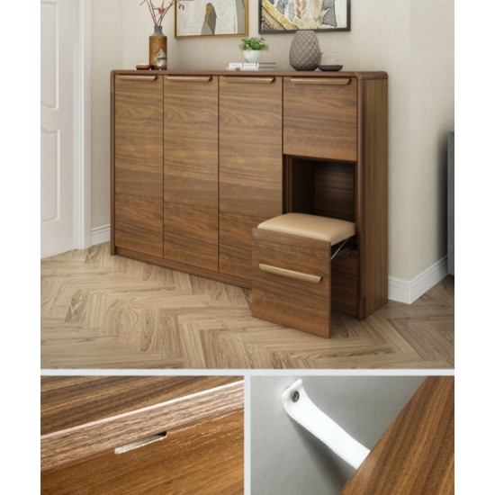 Modern multifunctional ultra-thin compact shoe cabinet made of  solid rubber wood durable and corrosion resistant rounded shoe cabinet