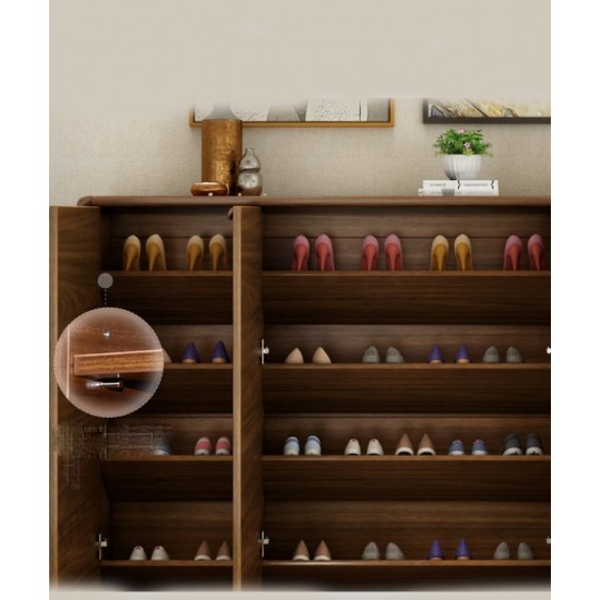 Modern multifunctional ultra-thin compact shoe cabinet made of  solid rubber wood durable and corrosion resistant rounded shoe cabinet