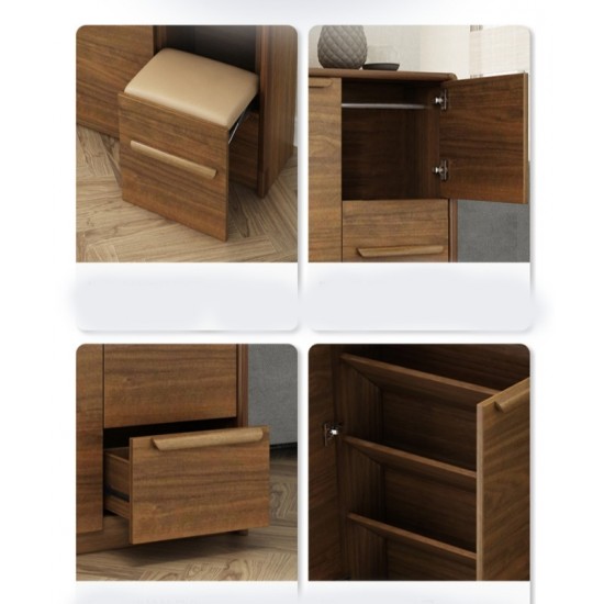 Modern multifunctional ultra-thin compact shoe cabinet made of  solid rubber wood durable and corrosion resistant rounded shoe cabinet