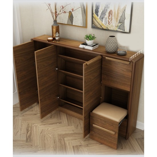 Modern multifunctional ultra-thin compact shoe cabinet made of  solid rubber wood durable and corrosion resistant rounded shoe cabinet