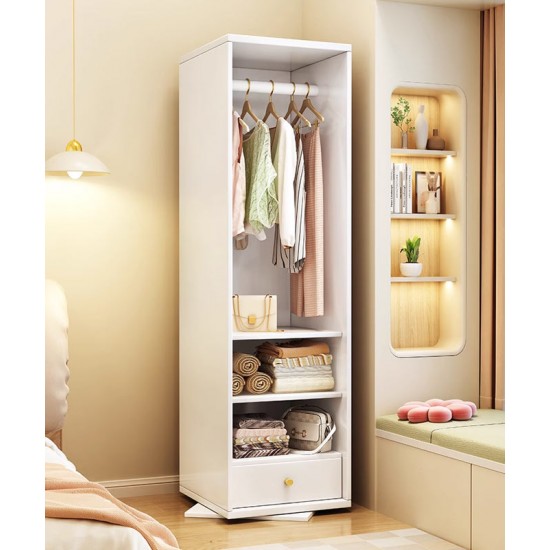 Dressing mirror, solid wood full body mirror, rotatable home floor mirror, mirror with hanging storage cabinet for bedroom