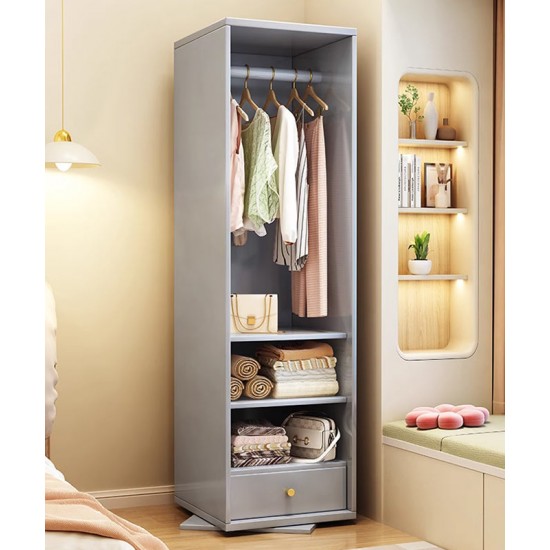Dressing mirror, solid wood full body mirror, rotatable home floor mirror, mirror with hanging storage cabinet for bedroom