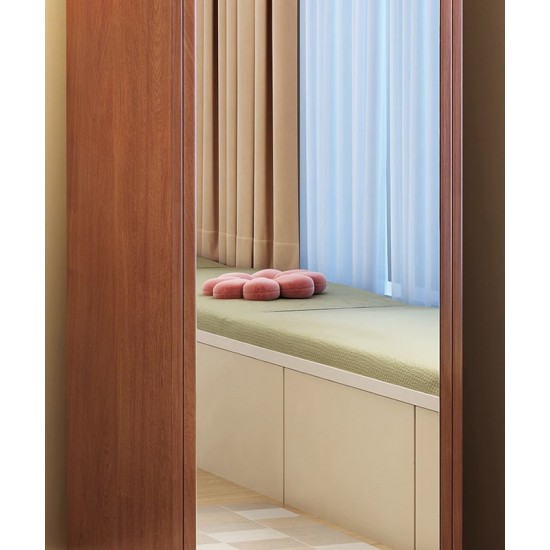 Dressing mirror, solid wood full body mirror, rotatable home floor mirror, mirror with hanging storage cabinet for bedroom