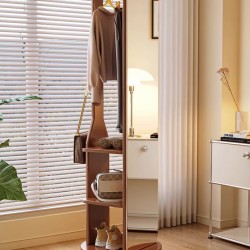Solid wood coat rack, dressing mirror, integrated home mirror, bedroom floor mirror, rotating mirror with hanger