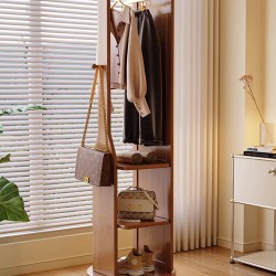 Solid wood coat rack, dressing mirror, integrated home mirror, bedroom floor mirror, rotating mirror with hanger