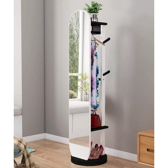 Full body mirror, floor mirror, rotating mirror for living room bedroom with multi-function hanger