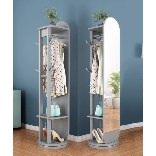 Full body mirror, floor mirror, rotating mirror for living room bedroom with multi-function hanger