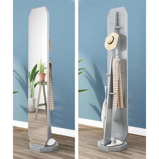 Full body mirror, floor mirror, rotating mirror for living room bedroom with multi-function hanger