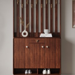Spacious household shoe cabinet with foyer hanger, Hanger cabinet, Simple modern solid wood framed wardrobe