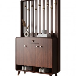 Spacious household shoe cabinet with foyer hanger, Hanger cabinet, Simple modern solid wood framed wardrobe