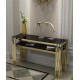 Post-modern luxury entrance porch table, stainless steel porch table, decoration strip case marble porch table
