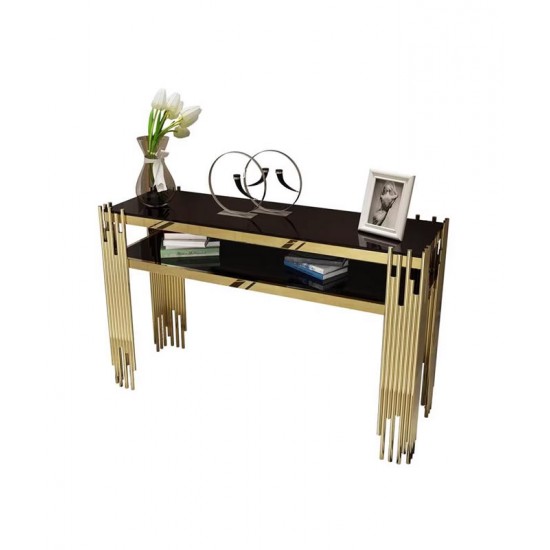 Post-modern luxury entrance porch table, stainless steel porch table, decoration strip case marble porch table