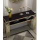 Post-modern luxury entrance porch table, stainless steel porch table, decoration strip case marble porch table