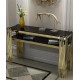 Post-modern luxury entrance porch table, stainless steel porch table, decoration strip case marble porch table