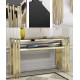 Post-modern luxury entrance porch table, stainless steel porch table, decoration strip case marble porch table