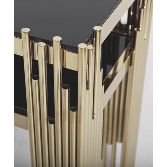 Post-modern luxury entrance porch table, stainless steel porch table, decoration strip case marble porch table