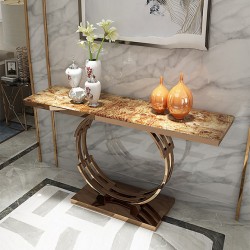 Light luxury stainless steel porch table, marble porch table, entrance, hallway wall side tables, long narrow porch table