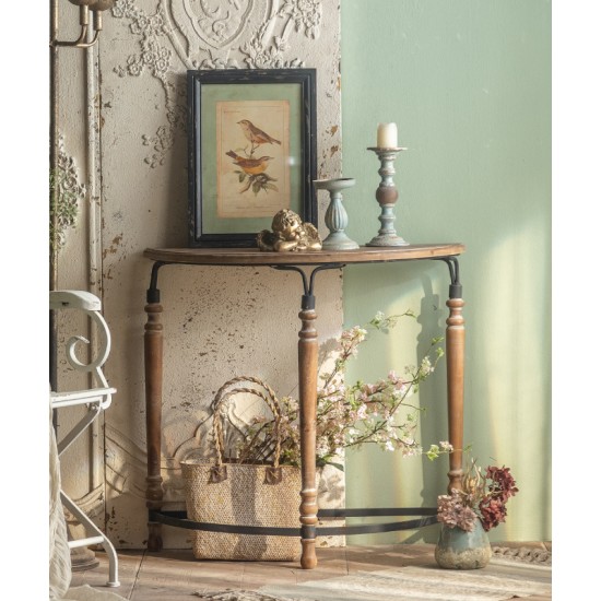 Decorative hallway table made of solid wood in a retro nostalgic style, American-style wrought iron porch table partition cabinet, decorative table
