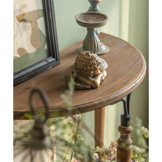 Decorative hallway table made of solid wood in a retro nostalgic style, American-style wrought iron porch table partition cabinet, decorative table
