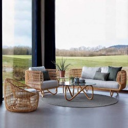 Rattan woven sofa and chair, outdoor sofa with tea table combination, chair, furniture for balcony