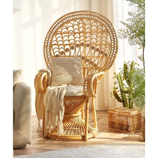 Creative rattan furniture peacock design chair, bedroom living room chair, Scandinavian chair