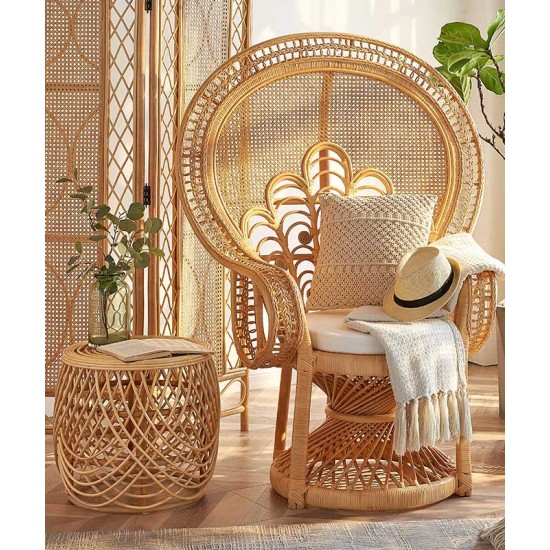 Creative rattan furniture peacock design chair, bedroom living room chair, Scandinavian chair