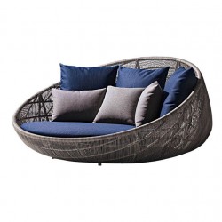 Outdoor rattan sofa, round sofa for outdoor terrace, sofa furniture for backyard pool area