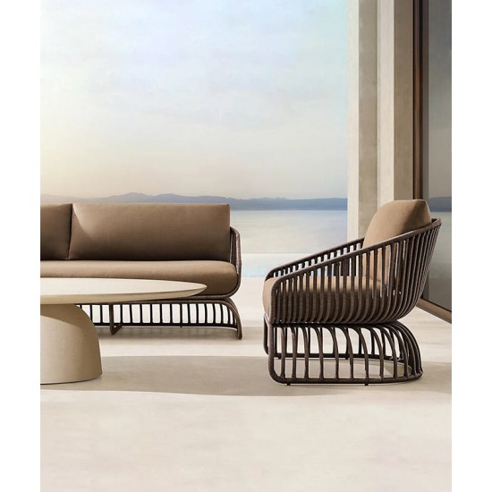 Creative rattan and aluminum chair, outdoor sofa garden furniture, sun and waterproof outdoor sofa