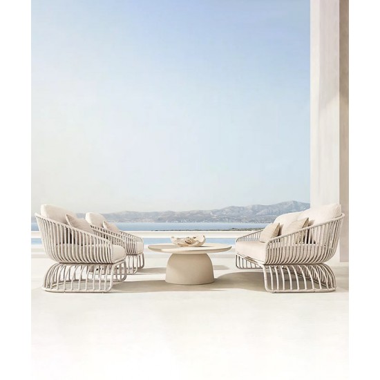 Creative rattan and aluminum chair, outdoor sofa garden furniture, sun and waterproof outdoor sofa