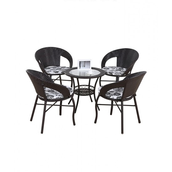 Balcony table and chair set, rattan chair three-piece set, leisure round table and chairs, small tea table combination