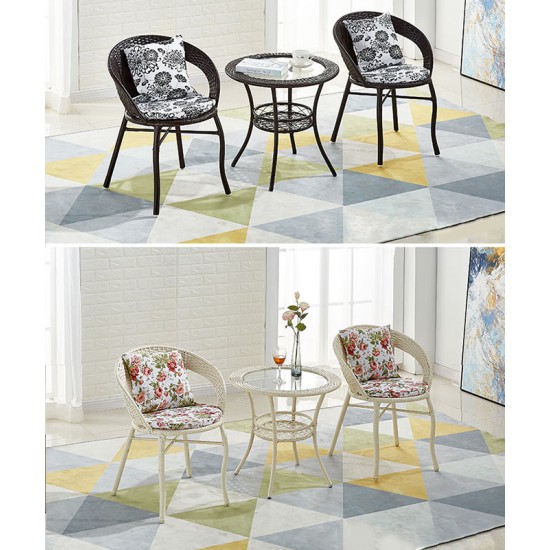 Balcony table and chair set, rattan chair three-piece set, leisure round table and chairs, small tea table combination