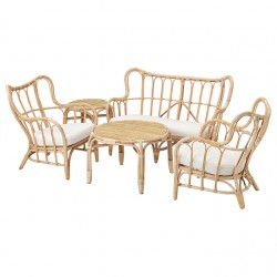 Rattan furniture, bamboo sofa chair, small seat for three, outdoor balcony, table and chairs for living room