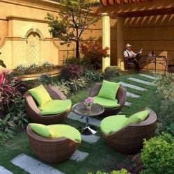 Rattan coffee table and chair combination,  three-five-piece set courtyard balcony small tea table, creative leisure outdoor furniture