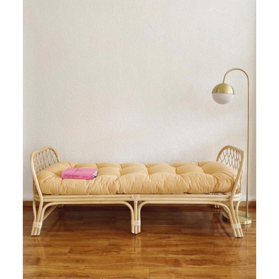Handmade Nordic style small rattan bench in retro style single plant rattan material sofa bed