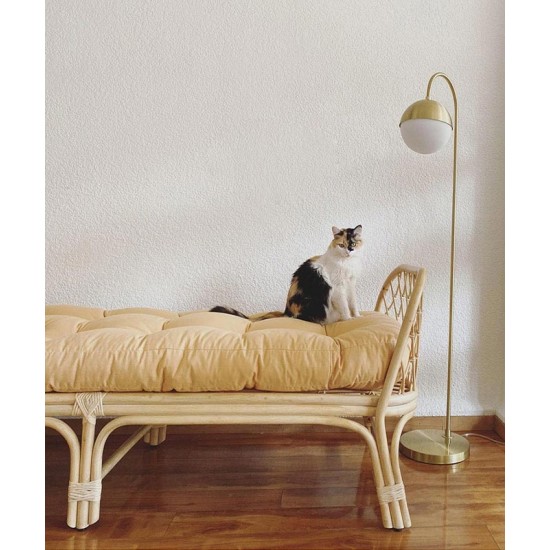 Handmade Nordic style small rattan bench in retro style single plant rattan material sofa bed