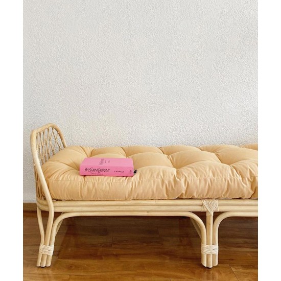 Handmade Nordic style small rattan bench in retro style single plant rattan material sofa bed