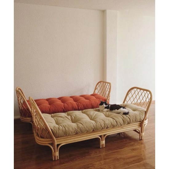 Handmade Nordic style small rattan bench in retro style single plant rattan material sofa bed